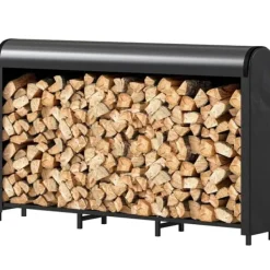 Best Brændestativ i metal 199 × 30 × 121 cm – 0,6 m³ med vandtæt betræk, op til 300 kg Tilbehør Til Brændeovne & Pejse
