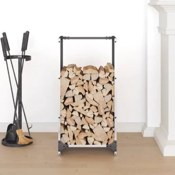 New Brændestativ i rustfrit stål - Hold brændet tørre og organiseret | Størrelse: 40x30x80 cm Tilbehør Til Brændeovne & Pejse
