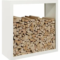 Tilbehør Til Brændeovne & Pejse^Brændestativ i stål - Slidstærk opbevaring af brænde | Størrelse: 100x40x100 cm | Farve: Hvid