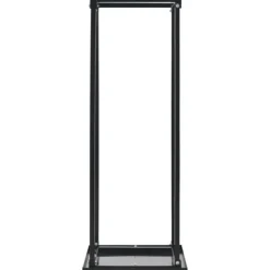 Tilbehør Til Brændeovne & Pejse^Brændestativ med bund - Rektangulær brændeholder i sort stål | Størrelse: 37x37x113 cm