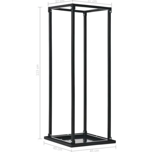 Tilbehør Til Brændeovne & Pejse^Brændestativ med bund - Rektangulær brændeholder i sort stål | Størrelse: 37x37x113 cm