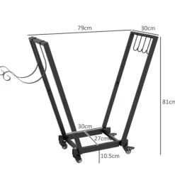Clearance Brændestativ med hjul 79×30×81 cm, metal, inkl. optændings- & værktøjskroge Tilbehør Til Brændeovne & Pejse