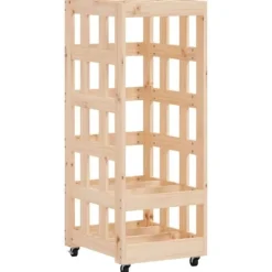 Tilbehør Til Brændeovne & Pejse^Brændestativ med hjul i massivt fyrretræ - Pæn brændeopbevaring | Størrelse: 40x49x110 cm