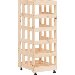 Tilbehør Til Brændeovne & Pejse^Brændestativ med hjul i massivt fyrretræ - Pæn brændeopbevaring | Størrelse: 40x49x110 cm