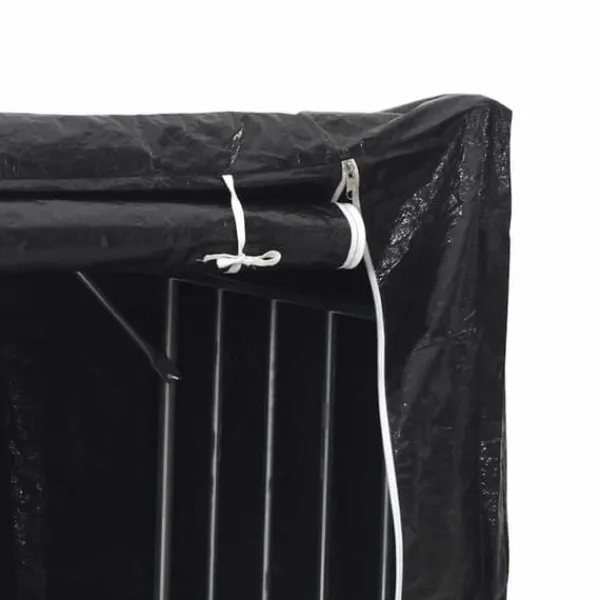 New Brændestativ med regnslag i galvaniseret stål - Størrelse: 100x80x200 cm | Farve: Sølv Tilbehør Til Brændeovne & Pejse