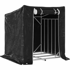 Clearance Brændestativ med regnslag i galvaniseret stål | Størrelse: 101x61x110,5 cm Tilbehør Til Brændeovne & Pejse
