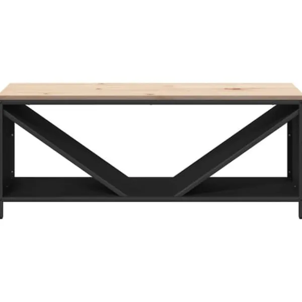 Discount Brændestativ med trætop - Robust brændereol | Størrelse: 100,5x35,5x40 cm | Farve: Sort Tilbehør Til Brændeovne & Pejse