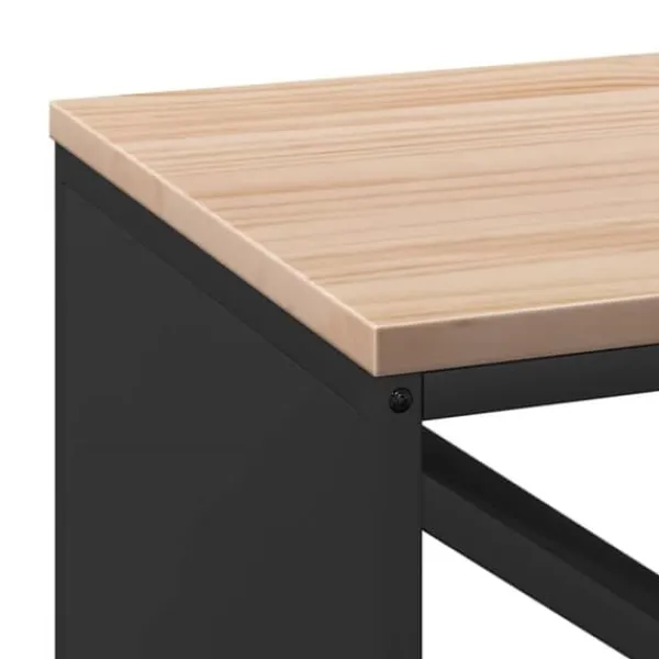 Discount Brændestativ med trætop - Robust brændereol | Størrelse: 100,5x35,5x40 cm | Farve: Sort Tilbehør Til Brændeovne & Pejse