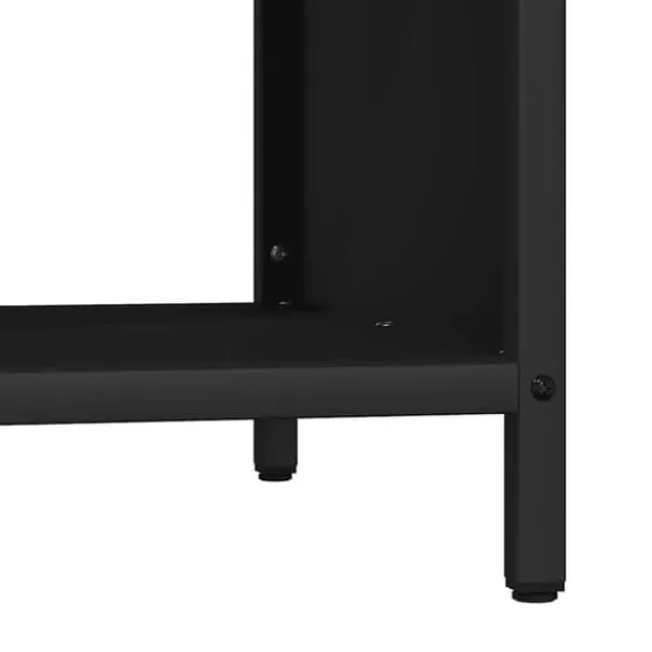 Discount Brændestativ med trætop - Robust brændereol | Størrelse: 100,5x35,5x40 cm | Farve: Sort Tilbehør Til Brændeovne & Pejse