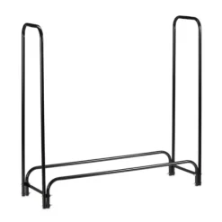 Brændestativ, Metal, 122x245x40 cm, Sort Tilbehør Til Brændeovne & Pejse