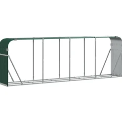 Brændestativ til brændeopbevaring - Galvaniseret stål | Størrelse: 300x45x100 cm | Farve: Grøn Tilbehør Til Brændeovne & Pejse