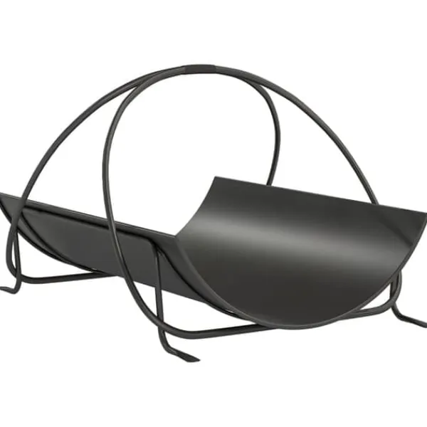 New Brændestativ til indendørs brug 51×38×33 cm, geometrisk design med håndtag, metal, sort Tilbehør Til Brændeovne & Pejse