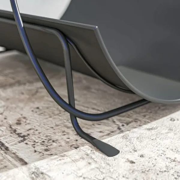 New Brændestativ til indendørs brug 51×38×33 cm, geometrisk design med håndtag, metal, sort Tilbehør Til Brændeovne & Pejse