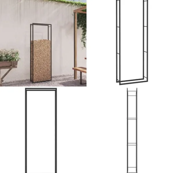 Tilbehør Til Brændeovne & Pejse^Brændestativ 80x28x222 cm stål matsort - Brændestativ - Brændestativer - Home & Living