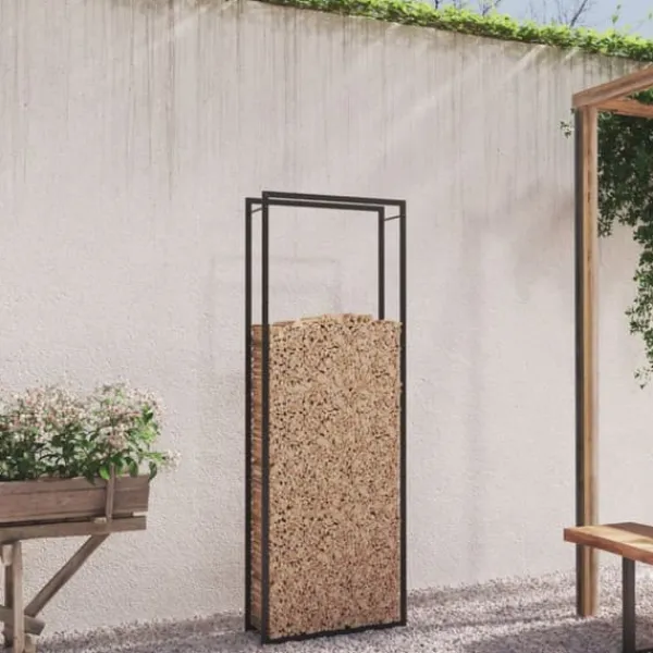 Tilbehør Til Brændeovne & Pejse^Brændestativ 80x28x222 cm stål matsort - Brændestativ - Brændestativer - Home & Living