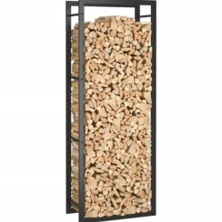 Tilbehør Til Brændeovne & Pejse^Brændestativ 50x28x132 cm stål matsort - Brændestativ - Brændestativer - Home & Living