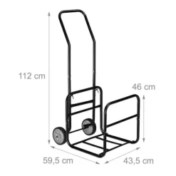 Discount Brændevogn, 112x43,5x59,5 cm, Sort Tilbehør Til Brændeovne & Pejse