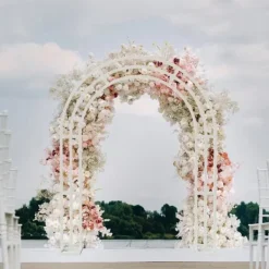 Discount Bryllupsbue - Metal Baggrundsstativ - 200x60x260 cm - Havebue Pergola - Robust Ramme - Til Bryllup, Fest og Foto - Mælkehvid Buer, Spalier, Lysthuse Uden Tag