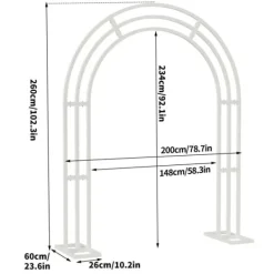 Discount Bryllupsbue - Metal Baggrundsstativ - 200x60x260 cm - Havebue Pergola - Robust Ramme - Til Bryllup, Fest og Foto - Mælkehvid Buer, Spalier, Lysthuse Uden Tag