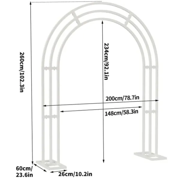 Discount Bryllupsbue - Metal Baggrundsstativ - 200x60x260 cm - Havebue Pergola - Robust Ramme - Til Bryllup, Fest og Foto - Mælkehvid Buer, Spalier, Lysthuse Uden Tag