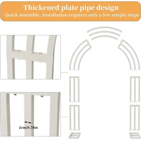 Discount Bryllupsbue - Metal Baggrundsstativ - 200x60x260 cm - Havebue Pergola - Robust Ramme - Til Bryllup, Fest og Foto - Mælkehvid Buer, Spalier, Lysthuse Uden Tag