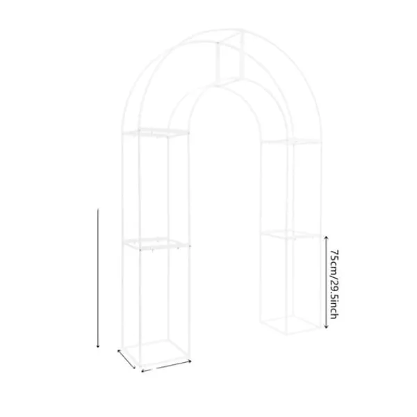 Online Bryllupsbue, Fritstående Design, Elegant Metalstruktur,2.3X1.5m, Mælkehvid Buer, Spalier, Lysthuse Uden Tag
