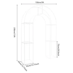 Online Bryllupsbue, Fritstående Design, Elegant Metalstruktur,2.3X1.5m, Mælkehvid Buer, Spalier, Lysthuse Uden Tag