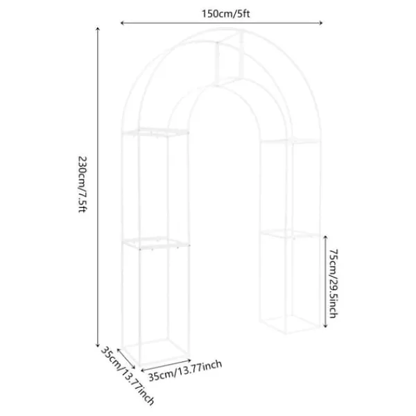 Online Bryllupsbue, Fritstående Design, Elegant Metalstruktur,2.3X1.5m, Mælkehvid Buer, Spalier, Lysthuse Uden Tag