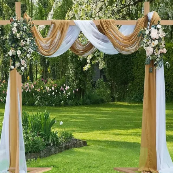 Sale Bryllupsbue i træ - Baggrundsstativ espalier/pergola - 3 x 3 m - Str. L - Naturtræ - Lysegul Buer, Spalier, Lysthuse Uden Tag