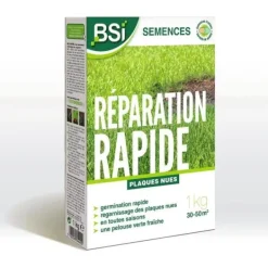 Jord & Sand^BSI - Græsfrø - Hurtig reparation - Med beskyttende belægning - Meget høj kvalitet - Op til 50m² - 1 kg
