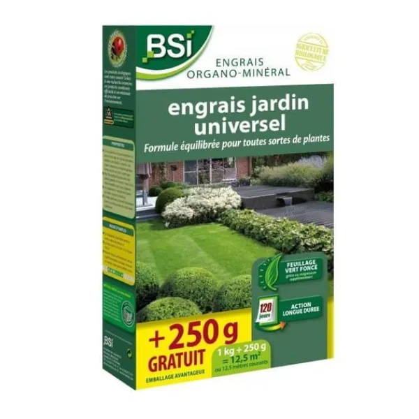 Outlet BSI - Organisk gødning - Universal - Flere planter - Græsplæne, køkkenhave, blomster og andet - Langtidsvirkende - 1,25 kg - 12,5 m² Gødningsmidler