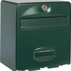 Postkasser & Brevindkast^BURG WACHTER BALTHAZAR MINI postkasse med 1 dør - vægmonteret - galvaniseret stål - fuld åbning - grøn - fremstillet i Frankrig