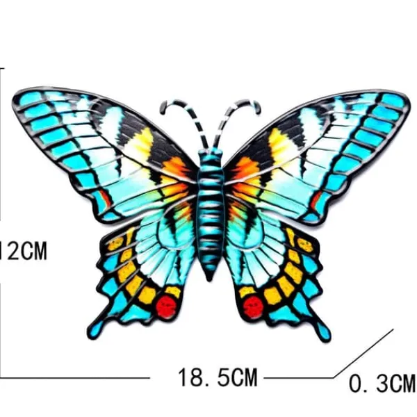Clearance Butterfly Vægskilt Have Ornament 18,5x0,3x12cm - Blå Havedekorationer