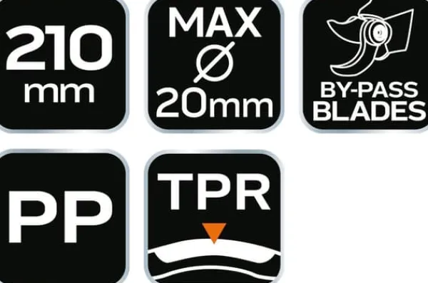 Best Bypass beskæresaks 210 mm, rækkevidde op til 20 mm, materiale: PP, TPR gummibelagt håndtag Haveværktøj
