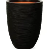 Krukker & Plantebeholdere^CAPI EUROPE Elegant lav vase RIB NL - 34x46 cm - Sort