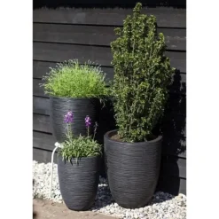 Krukker & Plantebeholdere^CAPI EUROPE Elegant lav vase RIB NL - 34x46 cm - Sort