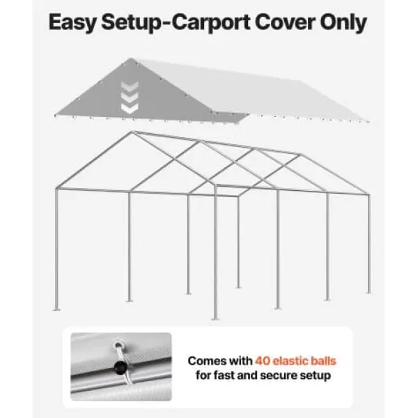 Telte & Lysthuse^Carport erstatningsoverdækning 6x3,43x2,87 m grå, vandtæt, PE-materiale