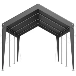 Skure, Garager & Carports^Carport Overdækning 3,5 x 6,5 m, Kraftigt Bærbart Biloverdækningstelt, Grå Farve
