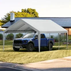 Skure, Garager & Carports^Carport Udskiftning Baldakin 13x20 ft, Vandtæt Garage Telt, UV-beskyttet, Nem installation med Bungee, Grå (Kun Cover, Ramme ikke inkluderet)