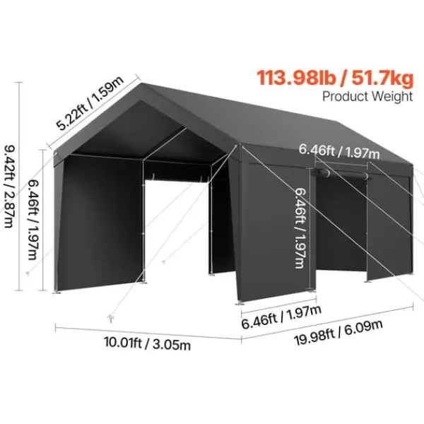 Skure, Garager & Carports^Carport, UV-bestandig, Vandtæt,10x20ft