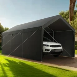Skure, Garager & Carports^Carport, 305x609x287 cm, Grå, Kraftig udendørs ly
