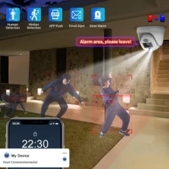 Sikkerhedsmonitorer & Videokameraer^CCTV Kamera, 8MP, H.265 Kompression, To-vejs Lyd, Nattesyn, POE Funktionalitet