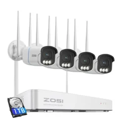 New CCTV Sikkerhedskamera System, 4K Ultra HD, Nattesyn Teknologi,5MP 4PCS kameraer, 1T Sikkerhedsmonitorer & Videokameraer