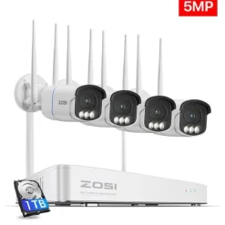 New CCTV Sikkerhedskamera System, 4K Ultra HD, Nattesyn Teknologi,5MP 4PCS kameraer, 1T Sikkerhedsmonitorer & Videokameraer