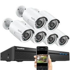 Discount CCTV Sikkerhedssystem, 5MP NVR Kit, Udendørs Vandtæt IP Kamera, 2T, 6stk kameraer Sikkerhedsmonitorer & Videokameraer