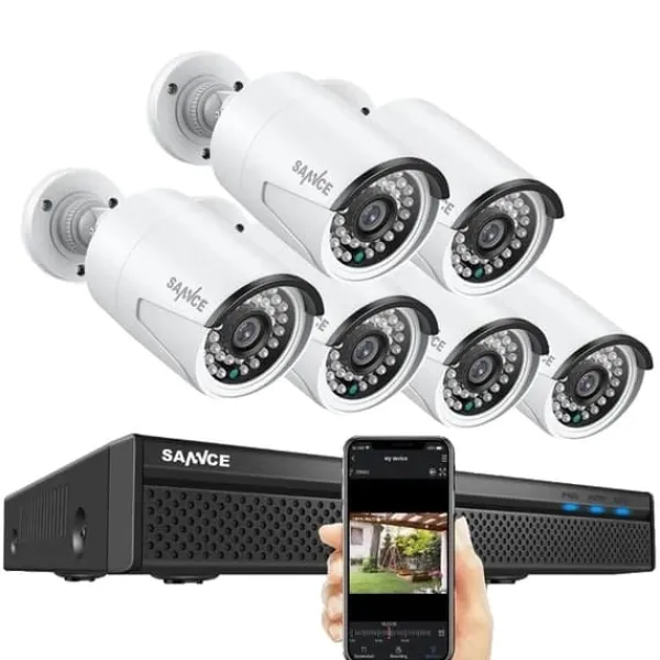 Discount CCTV Sikkerhedssystem, 5MP NVR Kit, Udendørs Vandtæt IP Kamera, 2T, 6stk kameraer Sikkerhedsmonitorer & Videokameraer