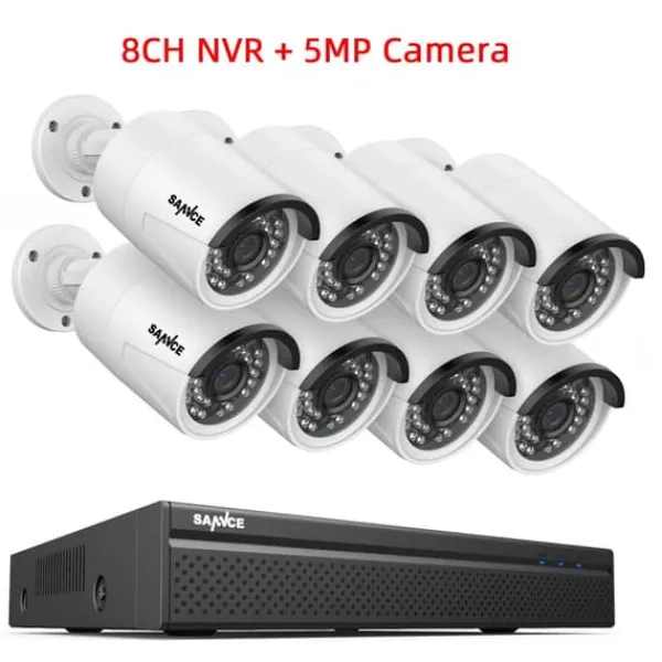 Sale CCTV Sikkerhedssystem, 5MP/3MP Opløsning, IP66 Vandtæt, 8PCS 5MP, Ingen Sikkerhedsmonitorer & Videokameraer