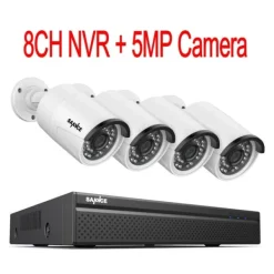 Online CCTV Sikkerhedssystem, 5MP/3MP Opløsning, IP66 Vandtæt, 4 stk 5MP, 2T Sikkerhedsmonitorer & Videokameraer