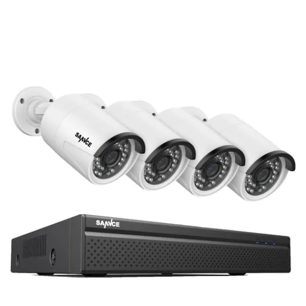 Sikkerhedsmonitorer & Videokameraer^CCTV Sikkerhedssystem, 5MP/3MP Opløsning, IP66 Vandtæt, 4PCS 3MP, 4T