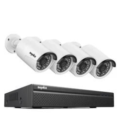 Sikkerhedsmonitorer & Videokameraer^CCTV Sikkerhedssystem, 5MP/3MP Opløsning, IP66 Vandtæt, 4PCS 5MP, Ingen
